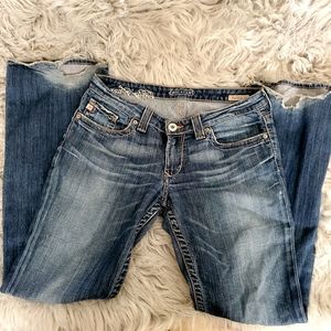 BIG STAR Whiskers Distressed Denim Ombre Blue Jeans Sz 27 R Y2k